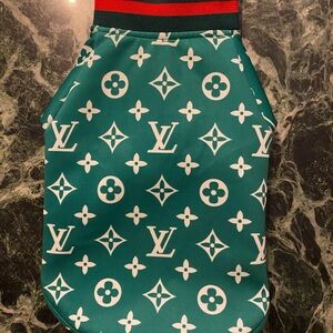 PET—-Teal Pet Sweater with Monogram.